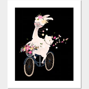 Pretty Llama Girl Cycling Posters and Art